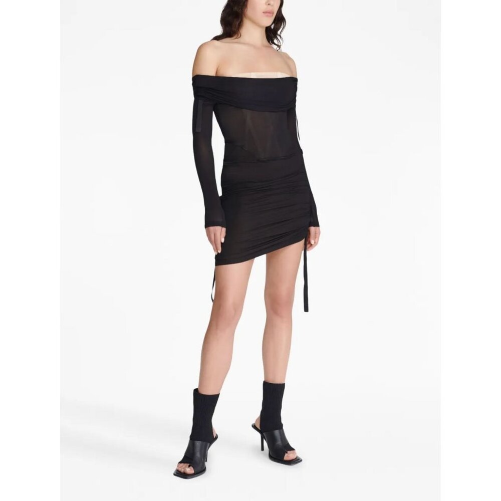 NWT DION LEE Off-the-Shoulder Corset Mini Dress 10 Convertible LBD Mall Goth